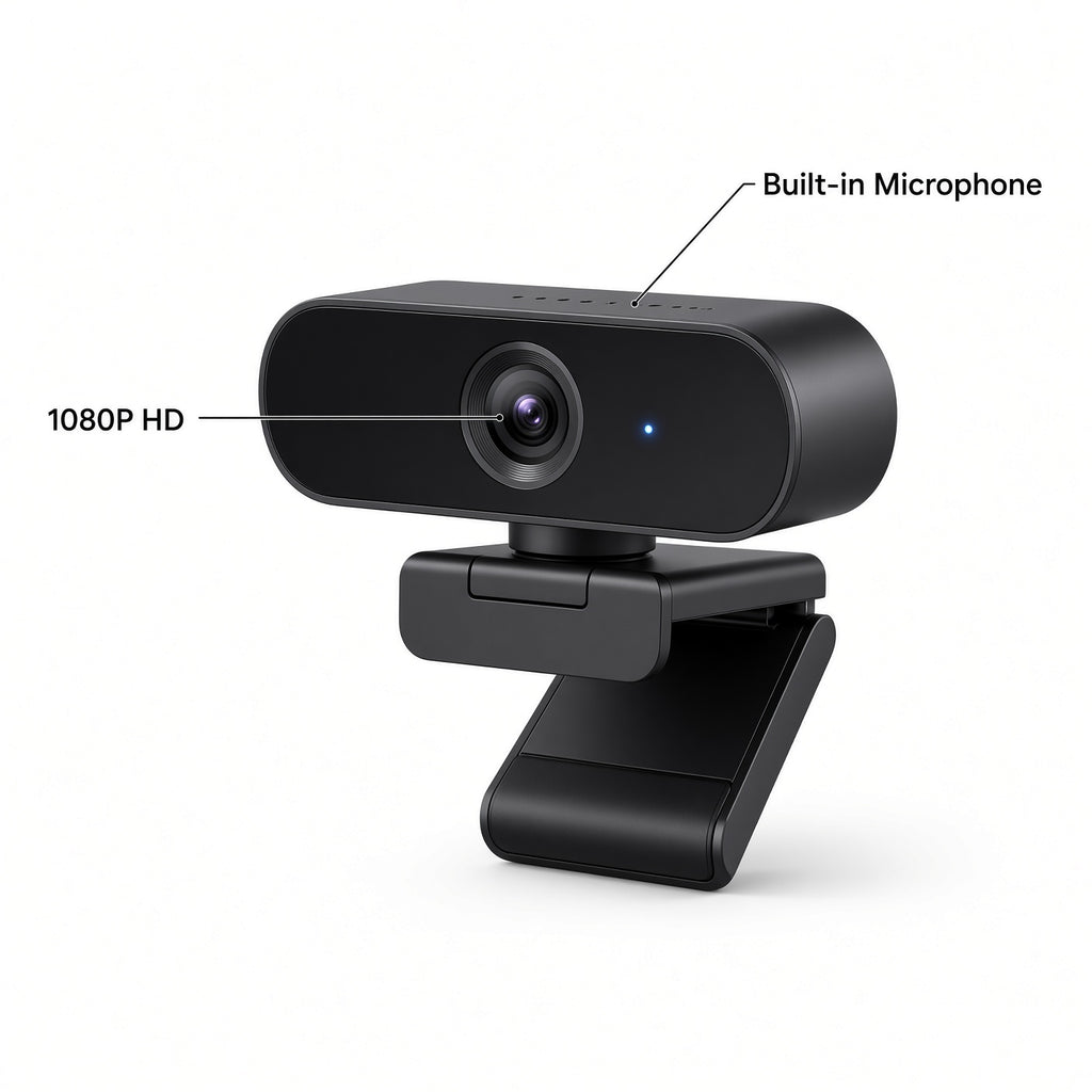 1080P HD Webcam with Built-in Microphone and Adjustable Stand