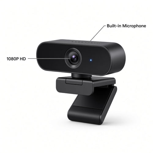 1080P HD Webcam with Built-in Microphone and Adjustable Stand
