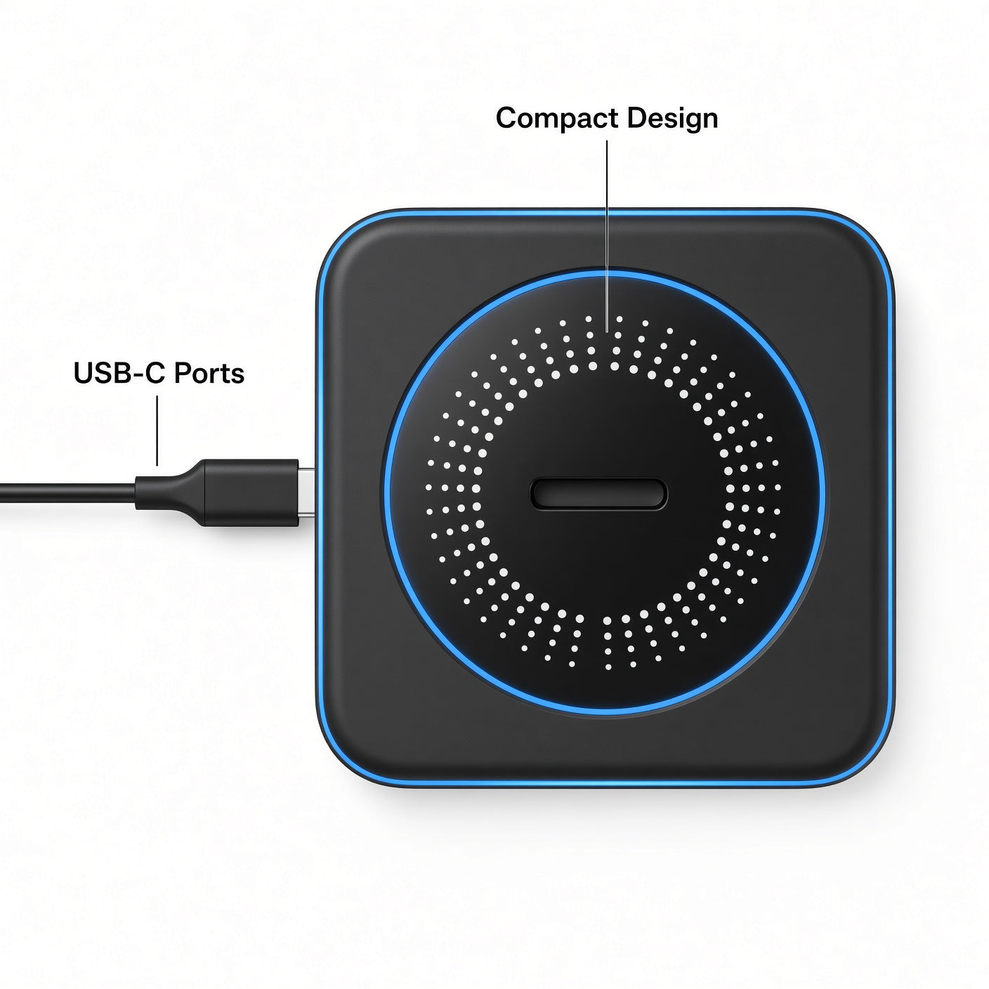 Black Wireless Charger with Blue LED Ring