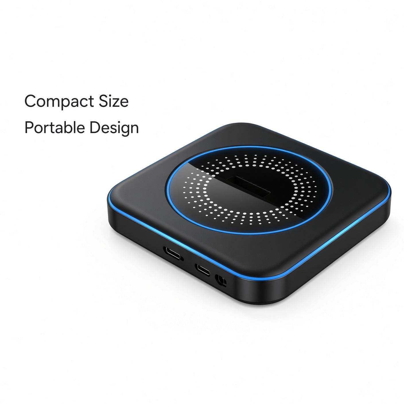 Black Wireless Charger with Blue LED Ring