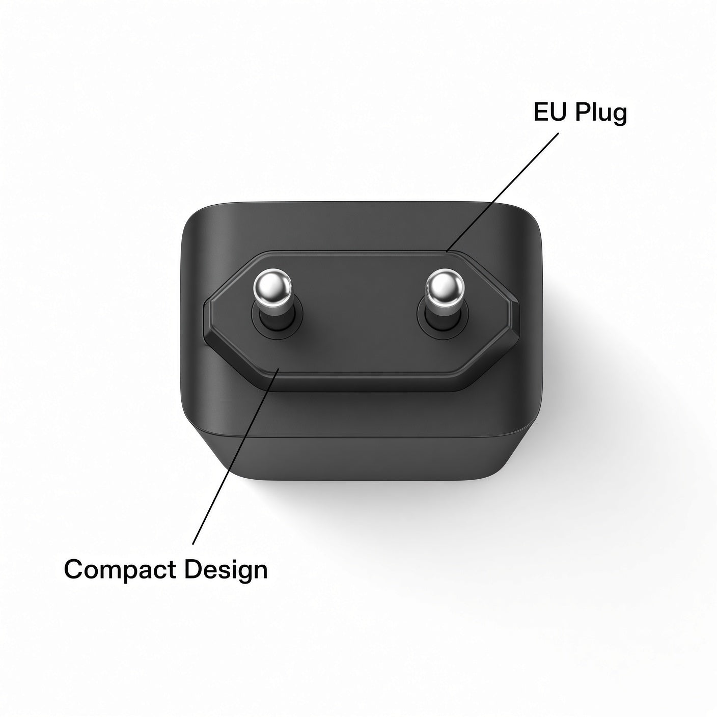 Black EU Multi-Port Charger with USB-A, USB-C and Cyan Accent