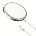 Silver Magnetic Wireless Charger with USB-C Cable