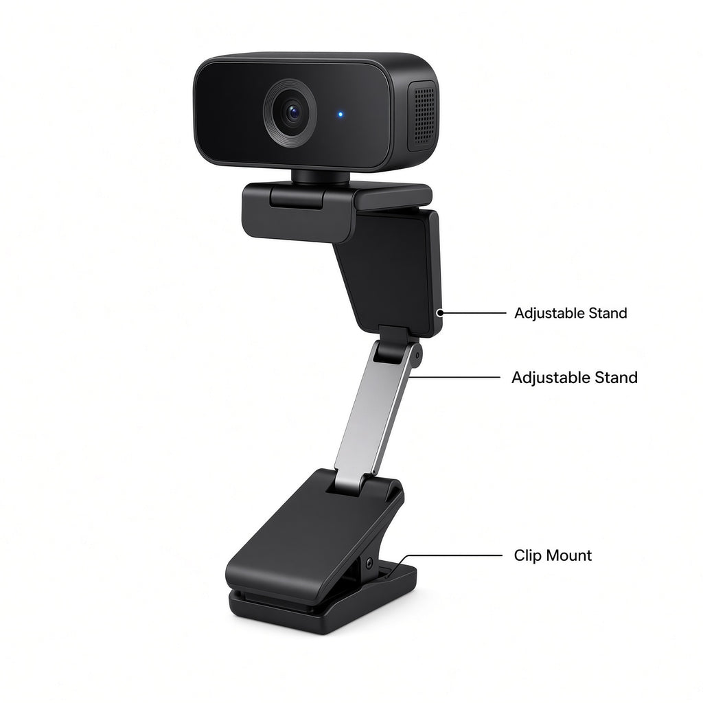 1080P HD Webcam with Built-in Microphone and Adjustable Stand