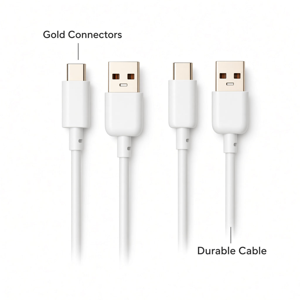 White USB-A to USB-C Cable 2-Pack – Data & Charging