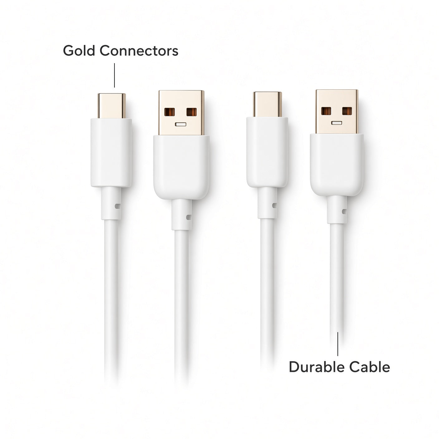 White USB-A to USB-C Cable 2-Pack – Data & Charging