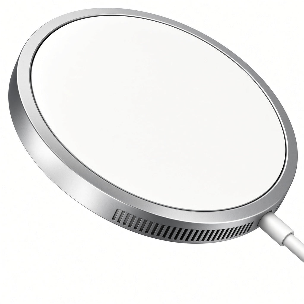 Silver Magnetic Wireless Charger with USB-C Cable