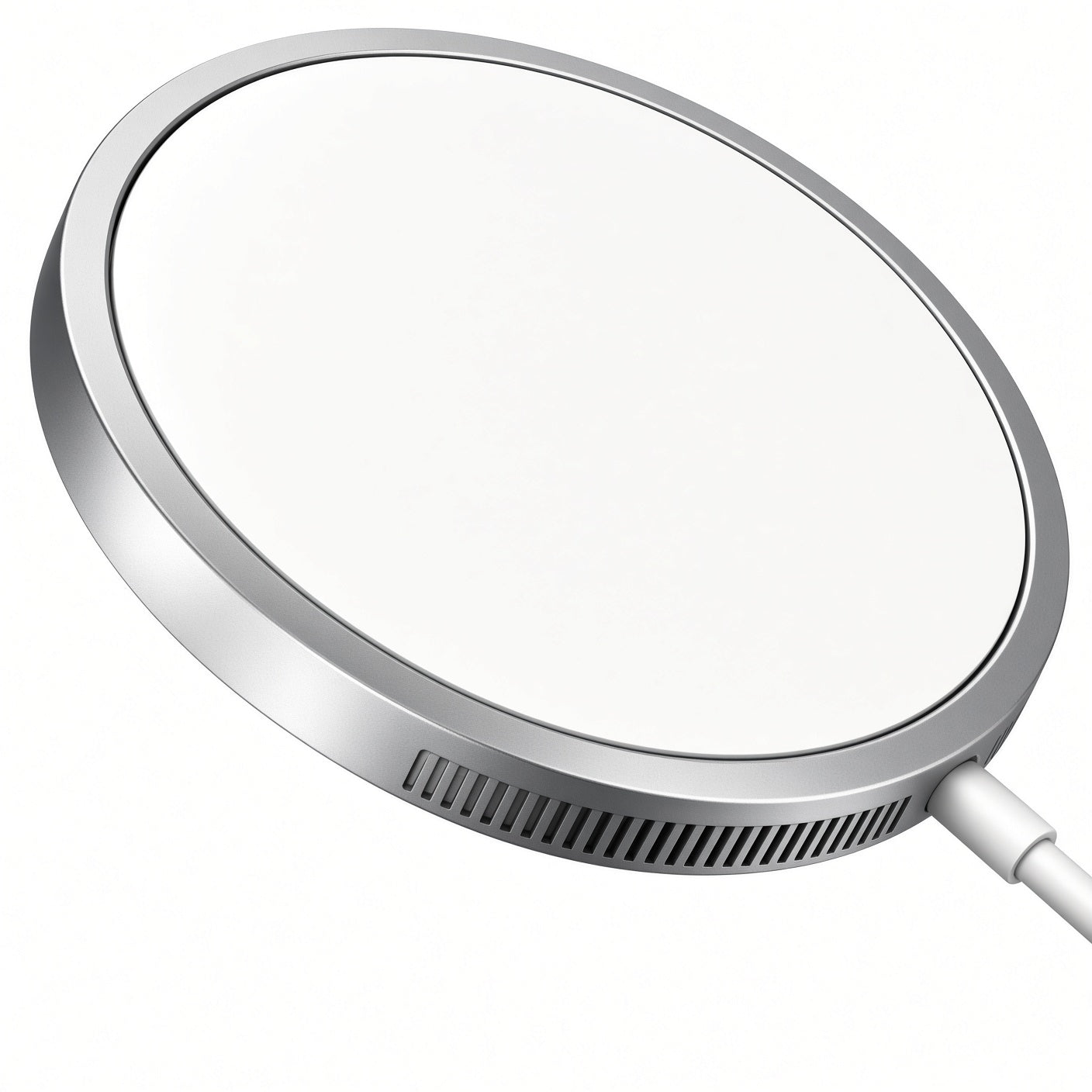 Silver Magnetic Wireless Charger with USB-C Cable