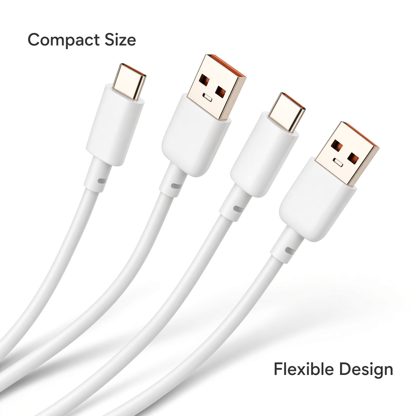 White USB-A to USB-C Cable 2-Pack – Data & Charging