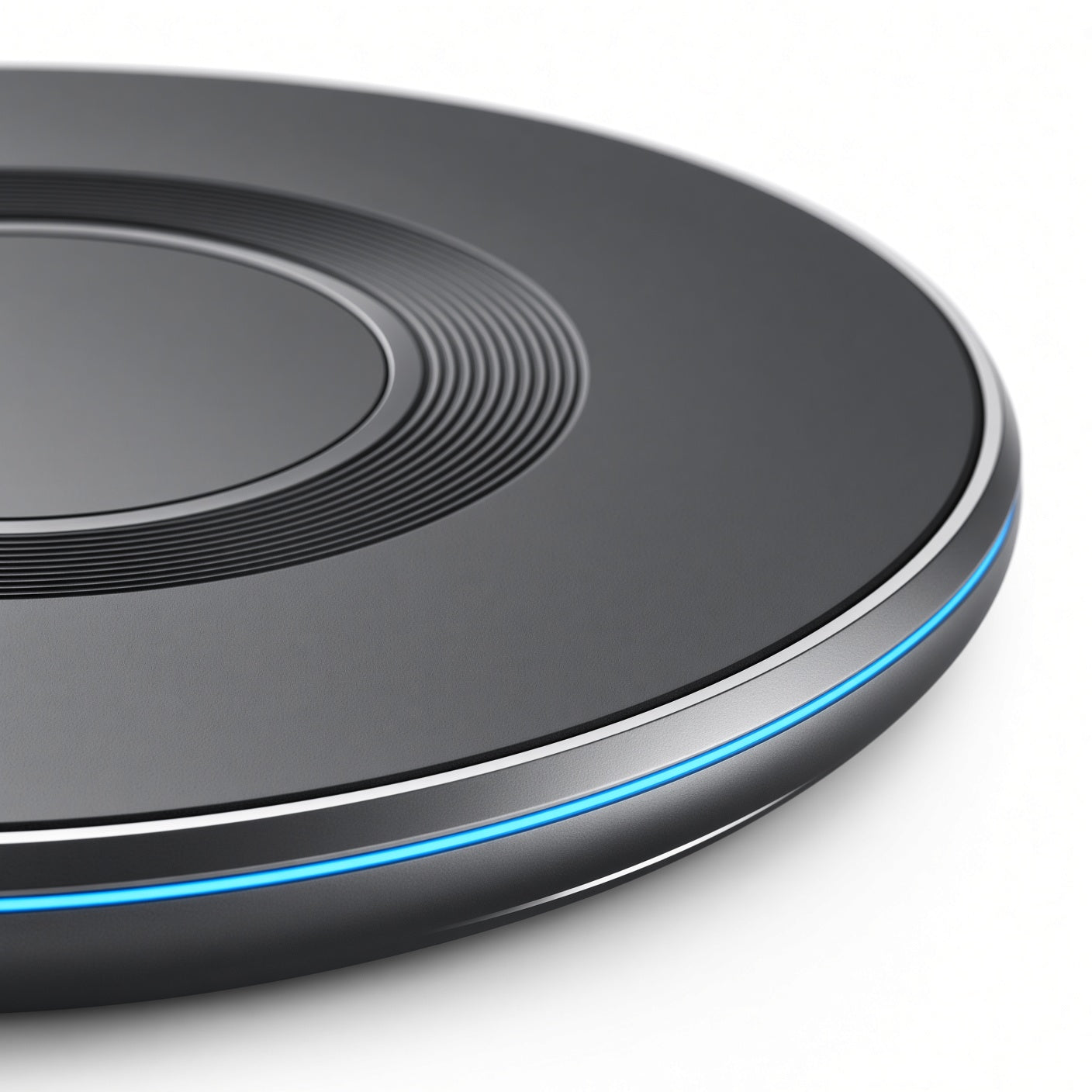 Black Round Wireless Charger with Dual Braided Cables