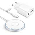 White Wireless Charging Kit with EU Dual-Port Charger