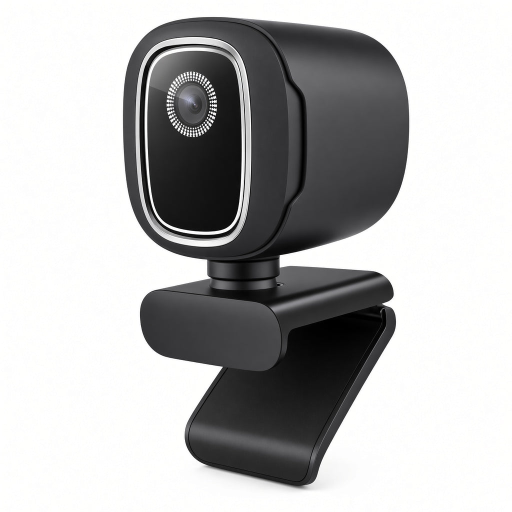 Black HD Webcam with Silver Ring and Adjustable Clip Stand