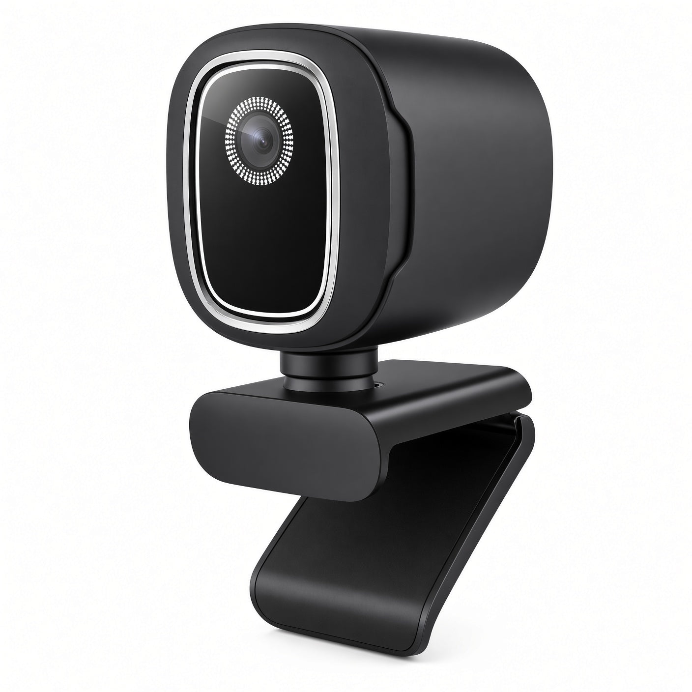 Black HD Webcam with Silver Ring and Adjustable Clip Stand