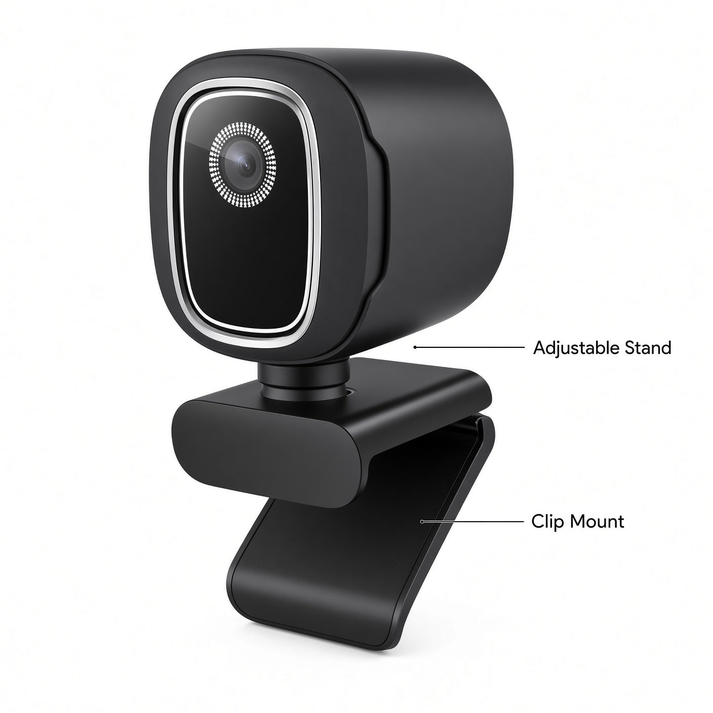 Black HD Webcam with Silver Ring and Adjustable Clip Stand