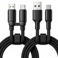 Black Braided USB-A to USB-C Cable 2-Pack with Dual-Head Organizer